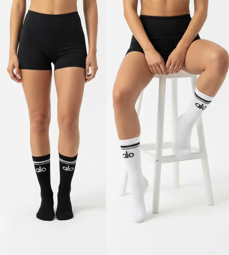 (Docena) Medias de paño alo blanco negro